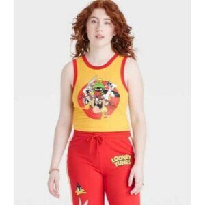 Looney Tunes Womens Graphic Ringer Tank Top Yellow Sz XXL